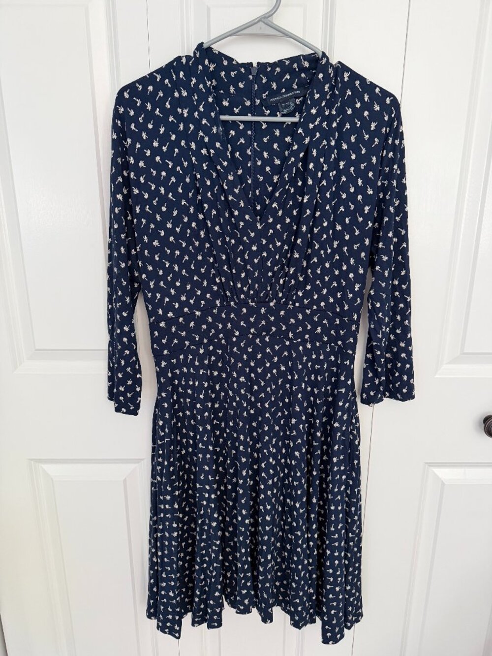 French Connection Navy / Tan Palm Tree Patterned Women's Dress - Size Large